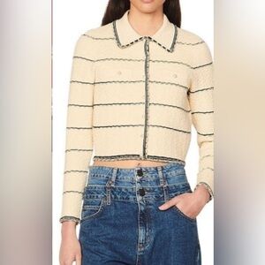 ❤️Sandro Stripe Pearl Button Sweater Jacket